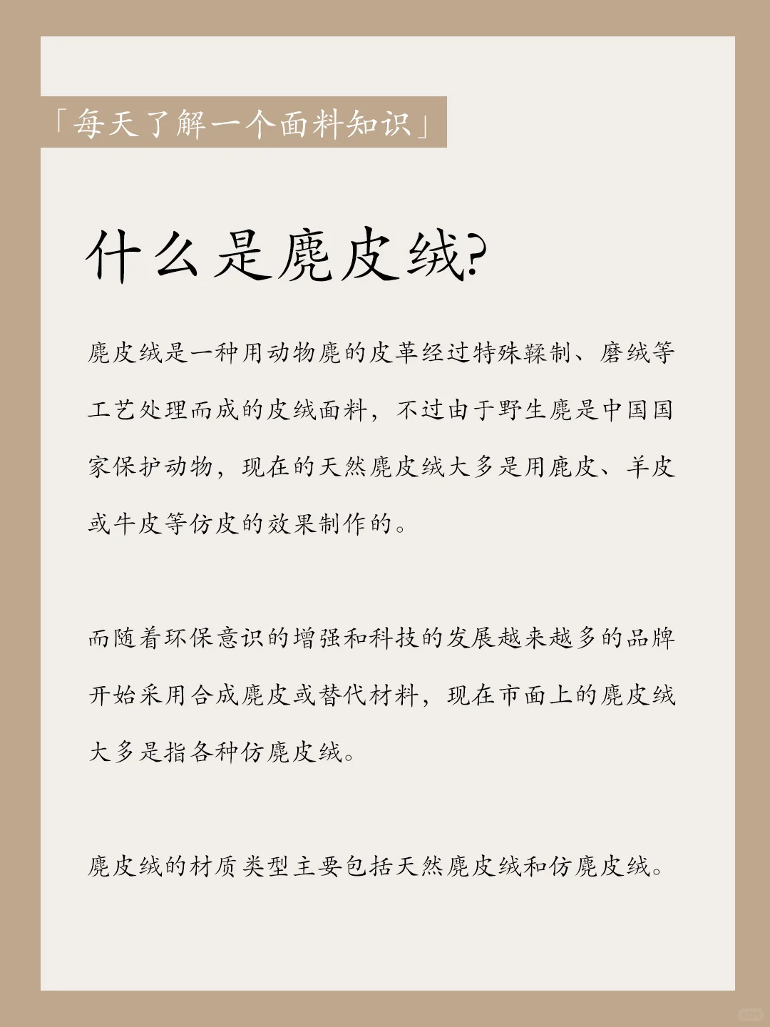 「每天了解一个面料」｜麂皮绒