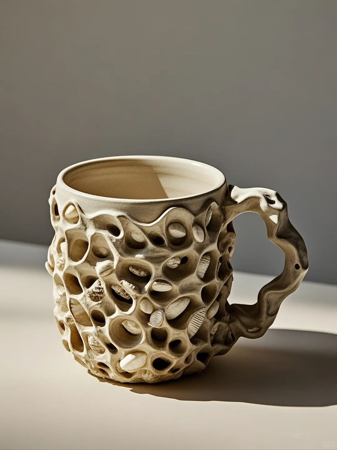 哑光粗陶的治愈力量，每天摸鱼都在杯子肌理