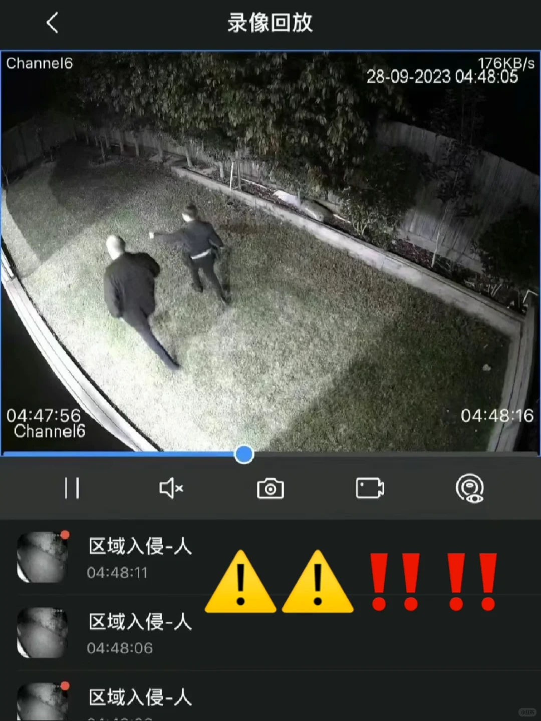 警报通知⚠️有人区域入侵!