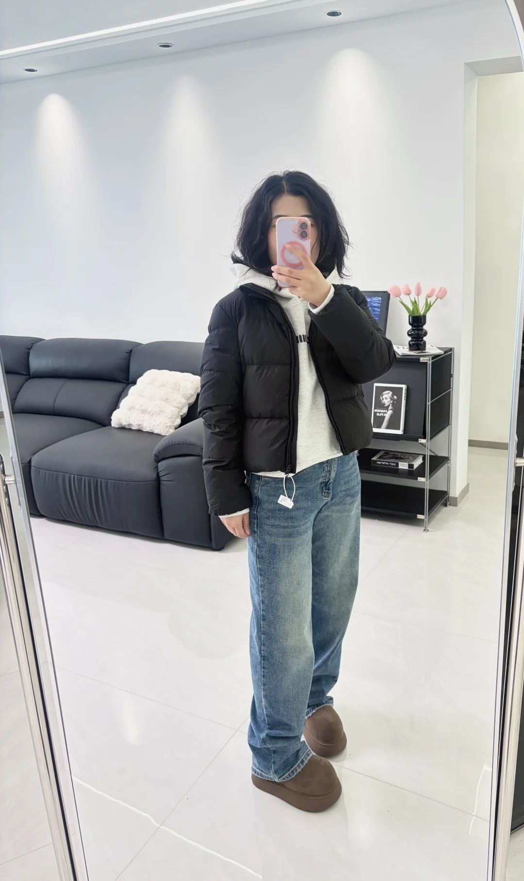 155/100黑色短款羽绒服的一衣多穿