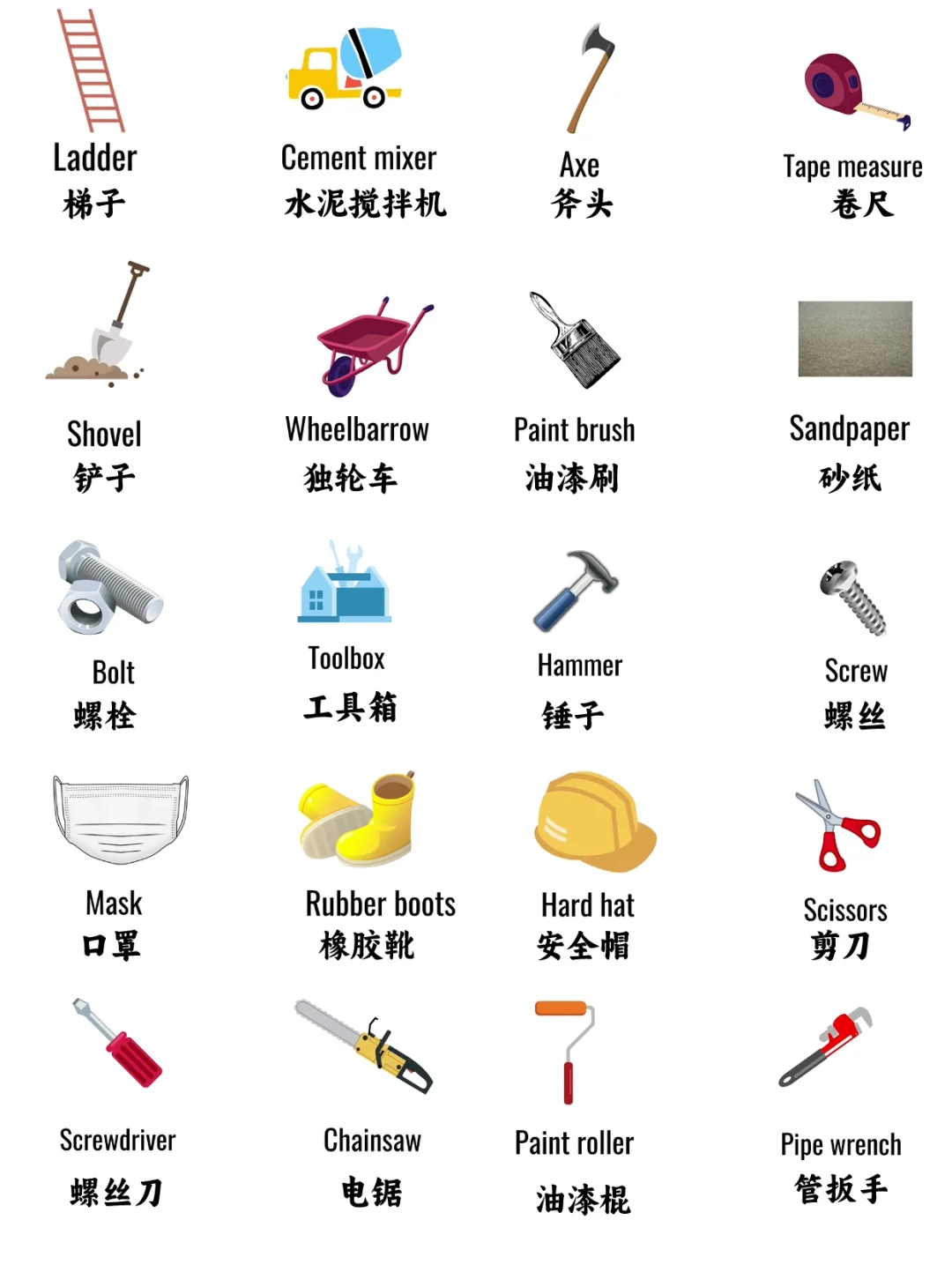 英语启蒙学习|建筑工具的表达