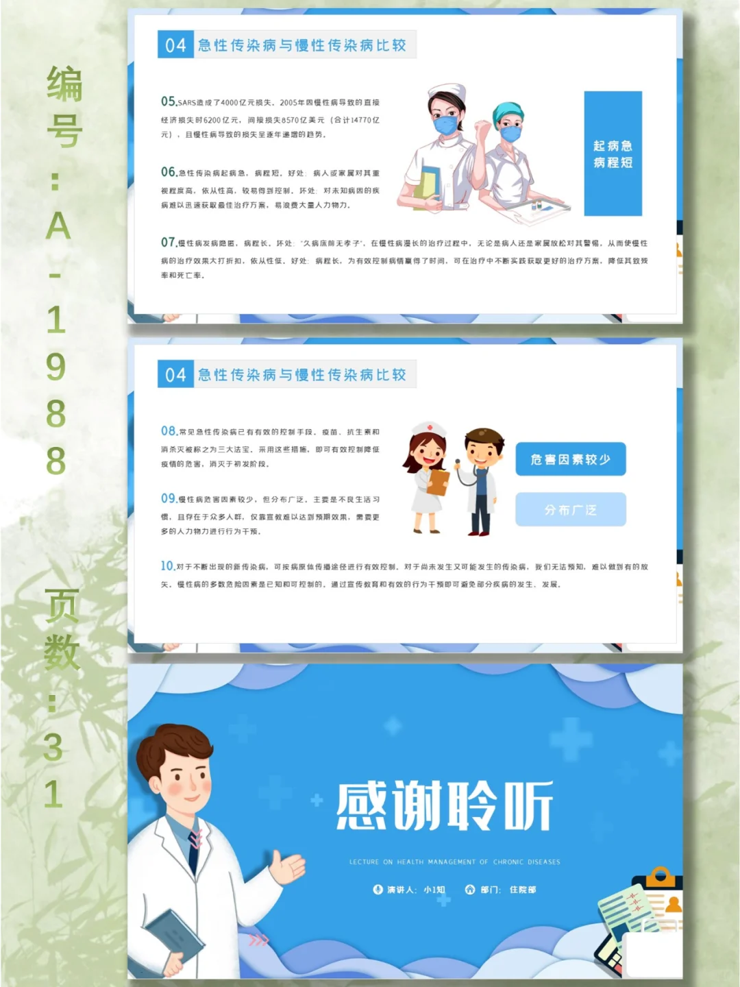 医疗慢性病健康管理服务与预防PPT模板