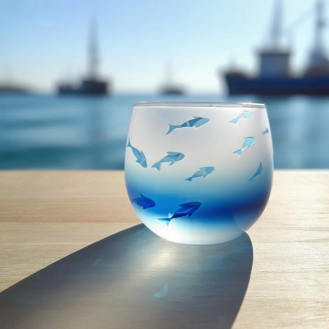 ?海洋主题手工陶瓷杯，给你一口晶莹海浪