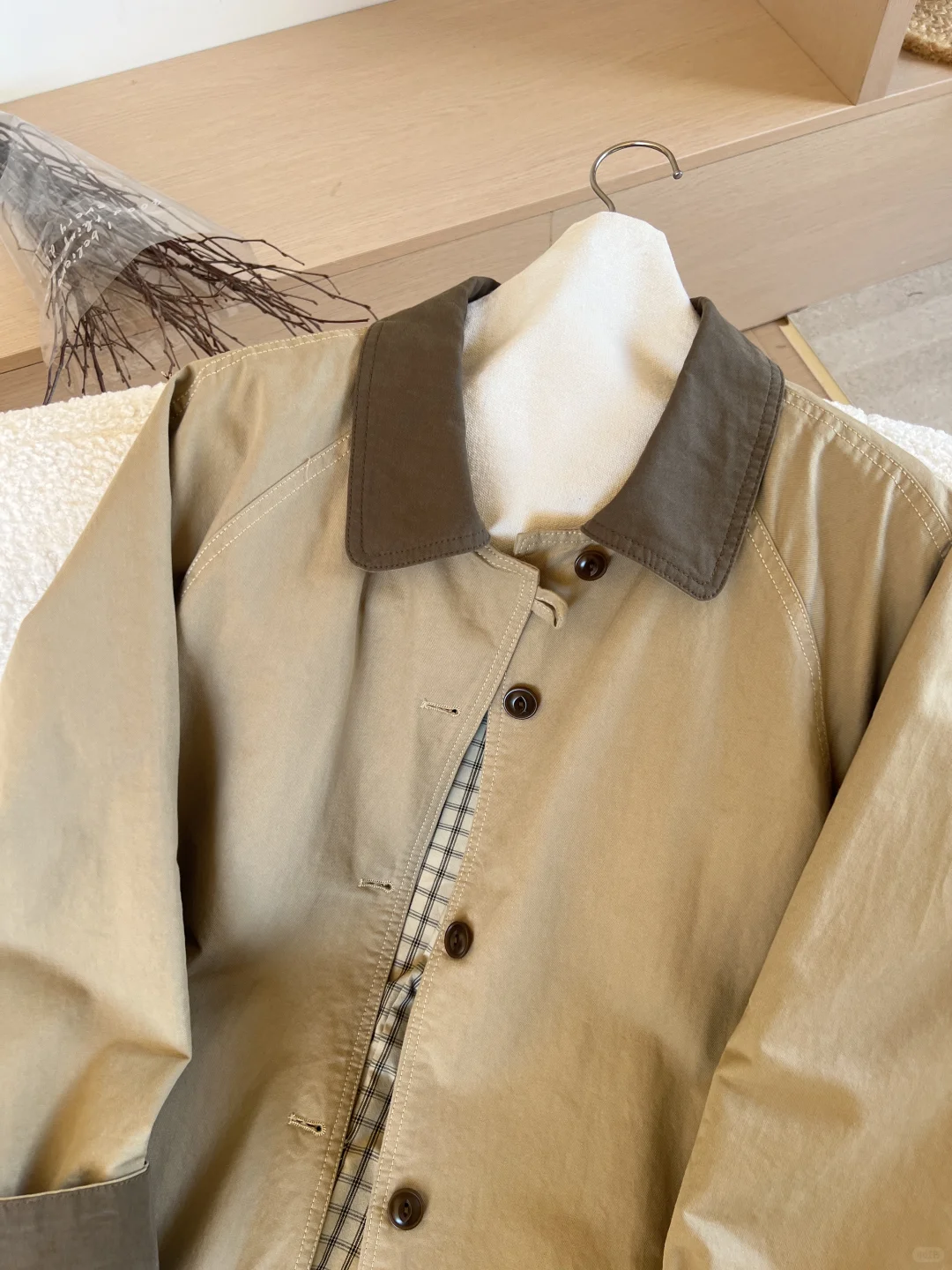 秋冬氛围感风衣 卡其色撞咖色 好美！