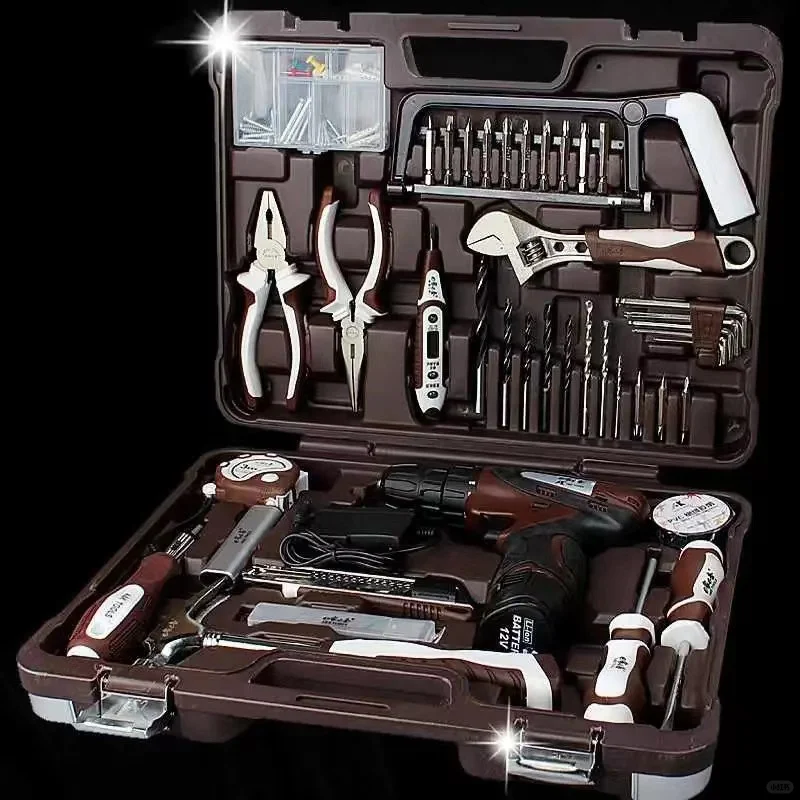 家用五金工具箱套装锂电钻工具家庭维修工具