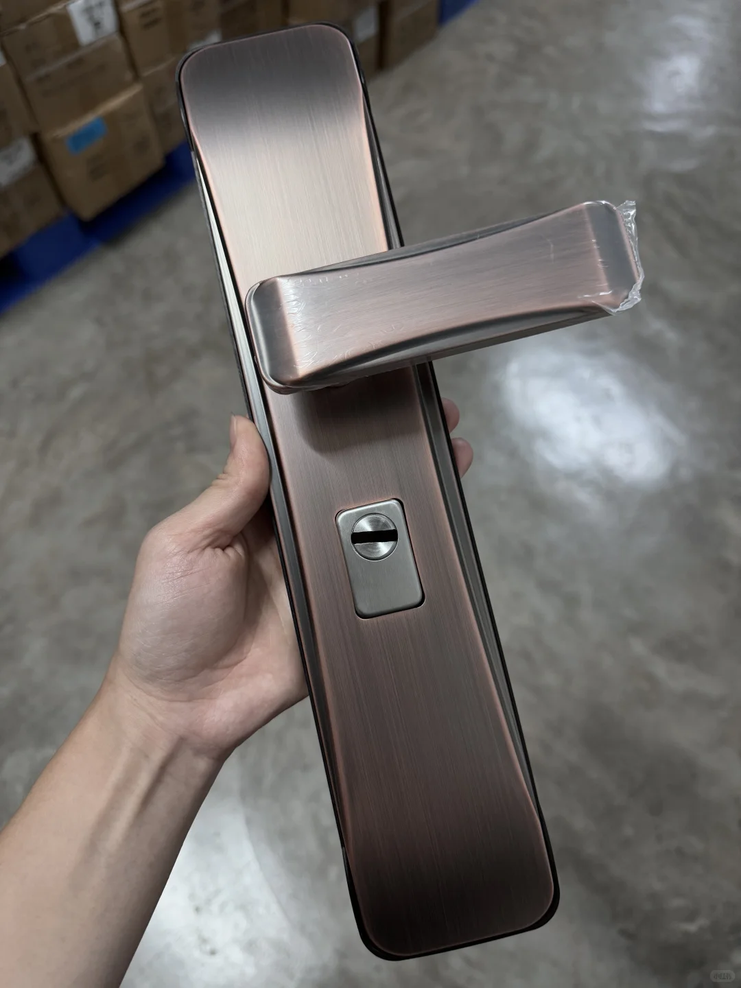 简约款红古铜不锈钢防盗门大门锁，68机械锁