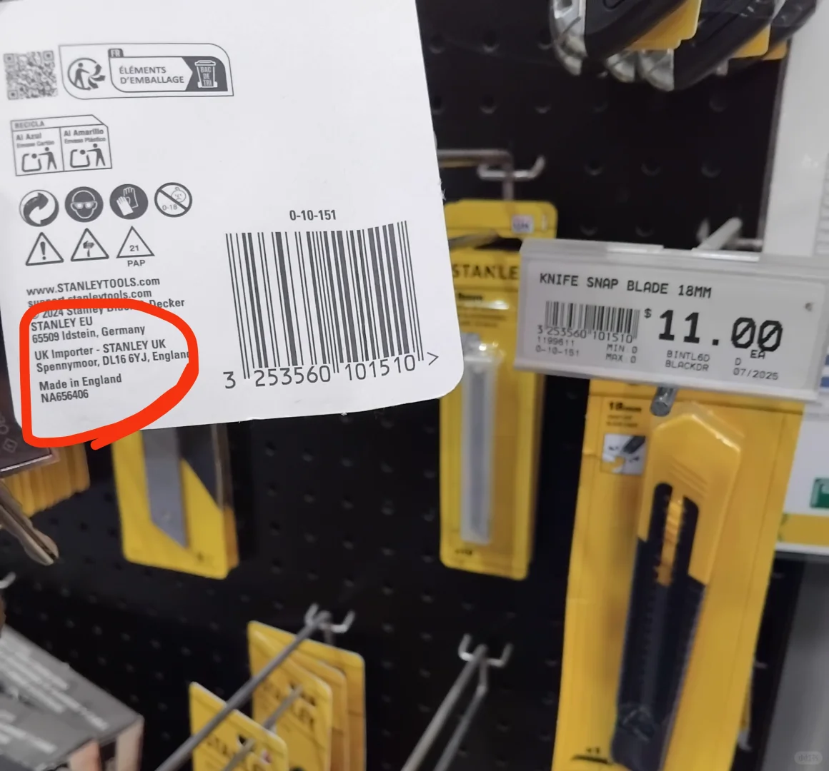 澳洲五金店发现美国英国制造。英国真有工厂