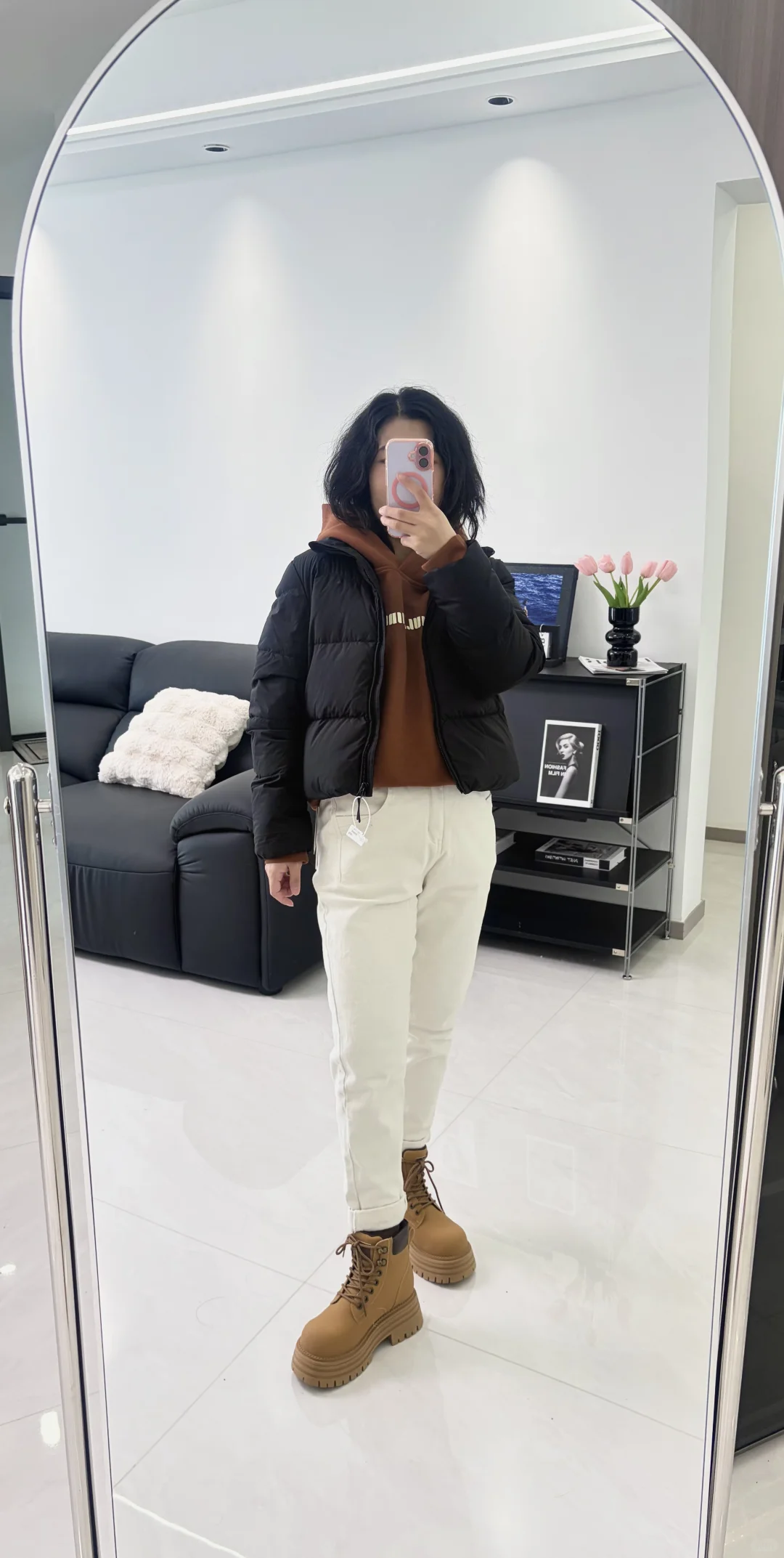 155/100黑色短款羽绒服的一衣多穿