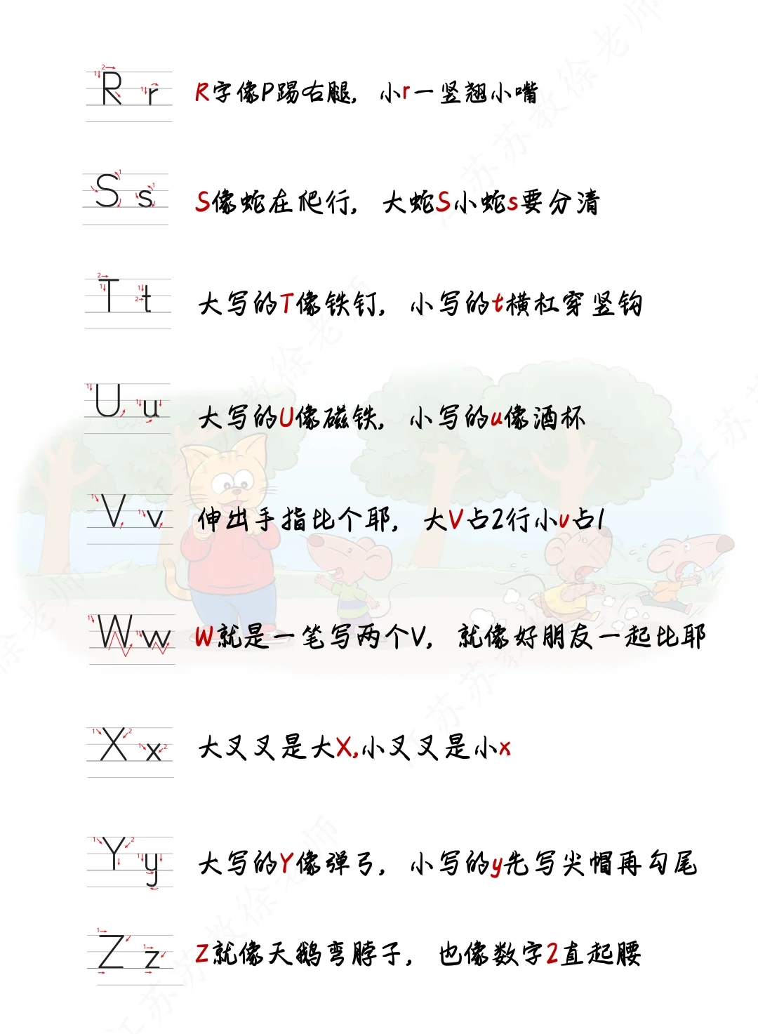 26个字母大小写书写口诀