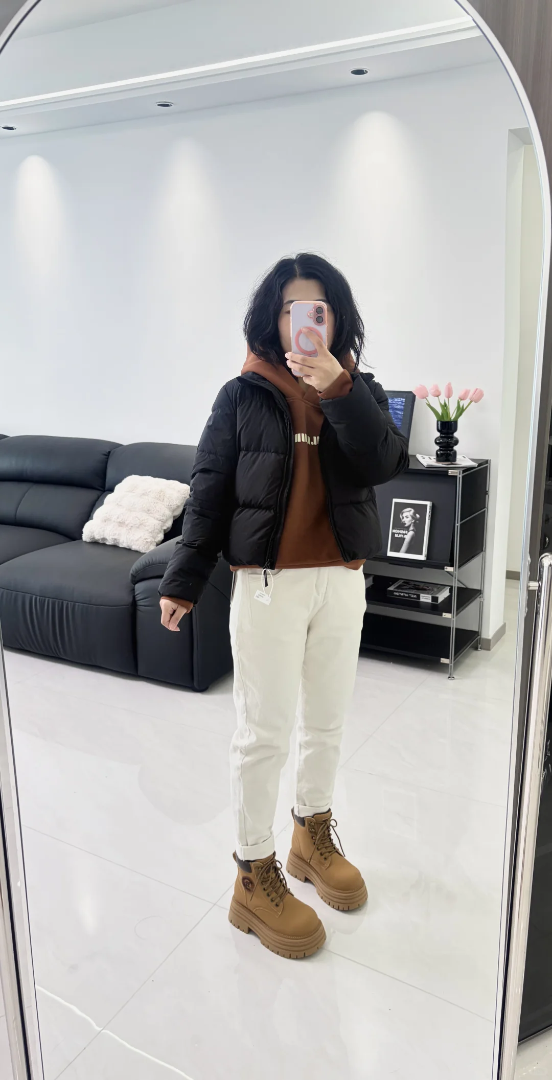 155/100黑色短款羽绒服的一衣多穿