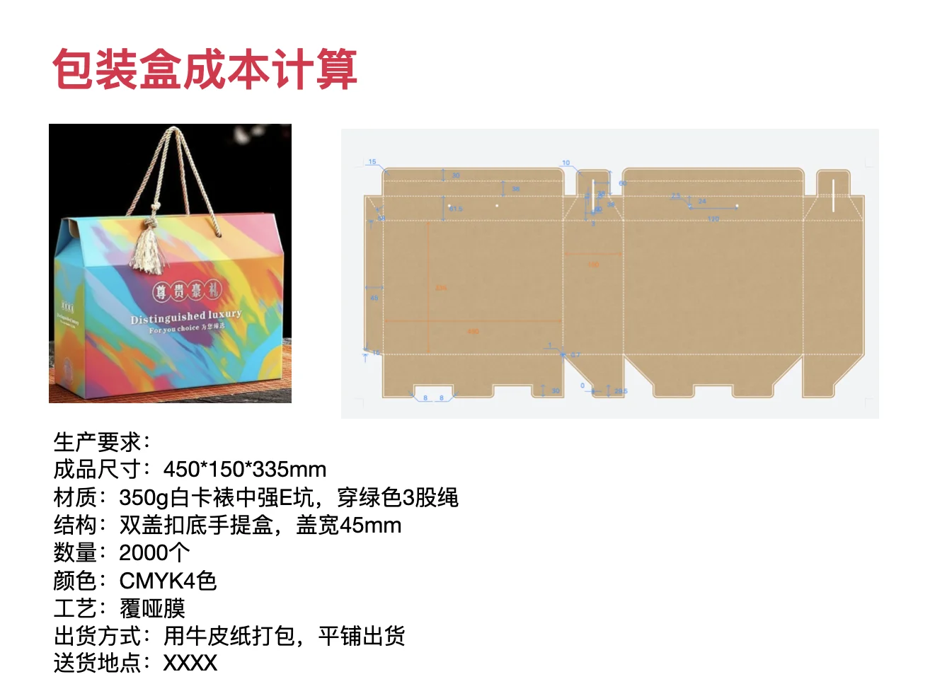 包装盒成本计算之一