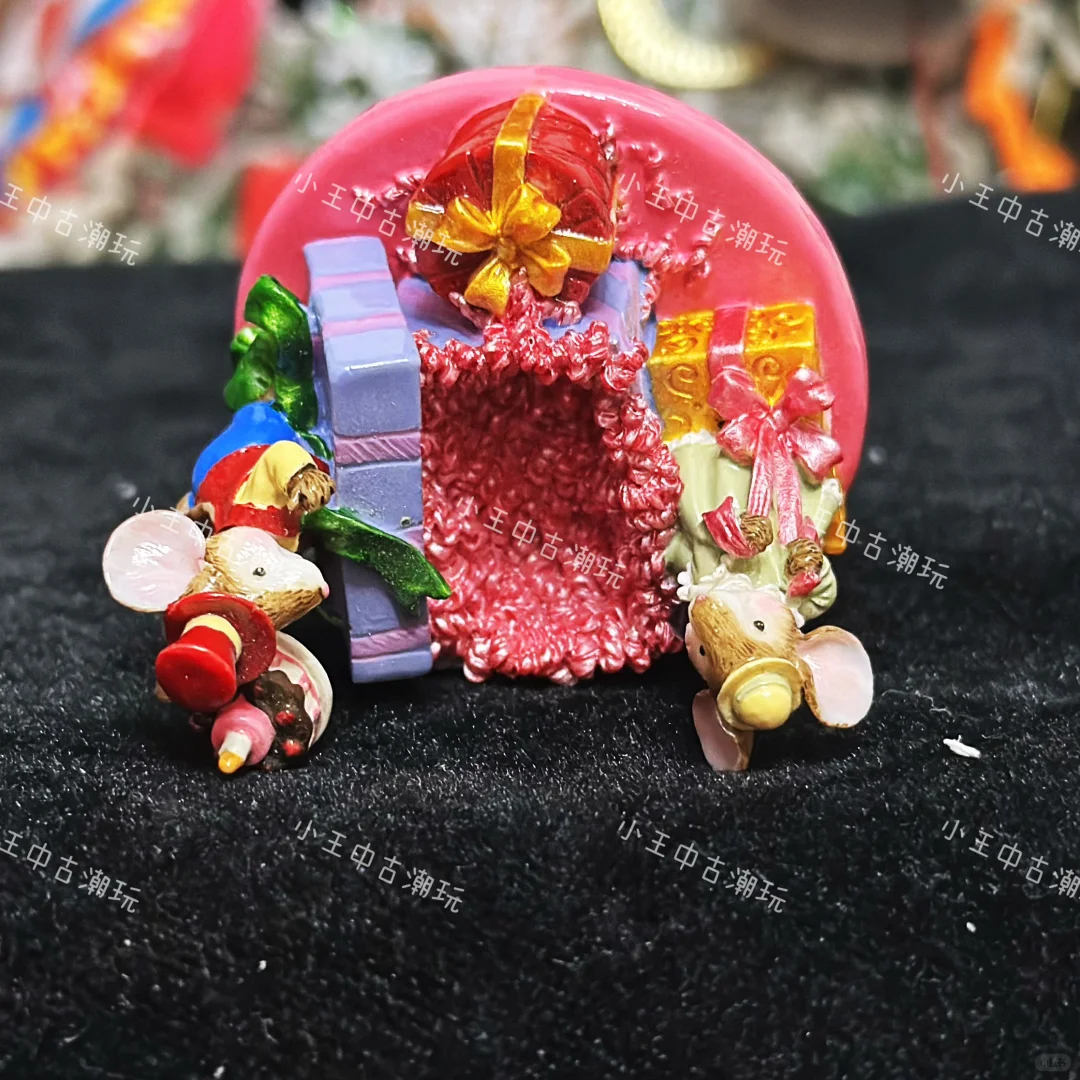 台资老货过生日老鼠树脂摆件，粉色底座配礼