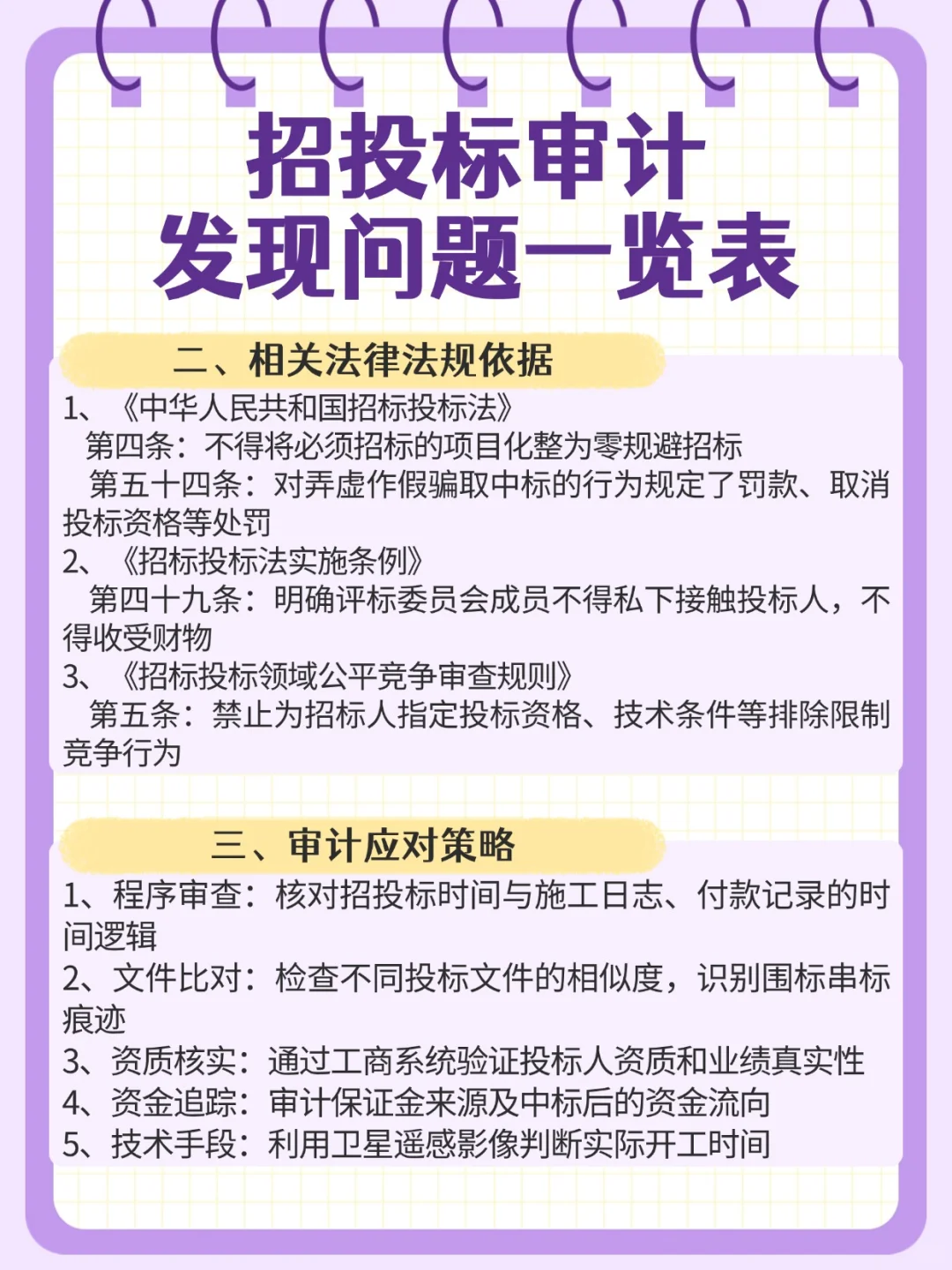 招投标审计发现问题一览表