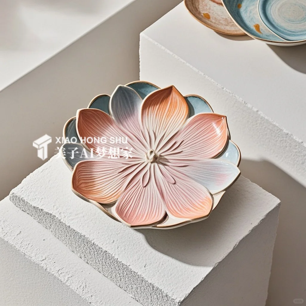 ?AI产品设计1000个✨国彩莲花陶瓷餐盘