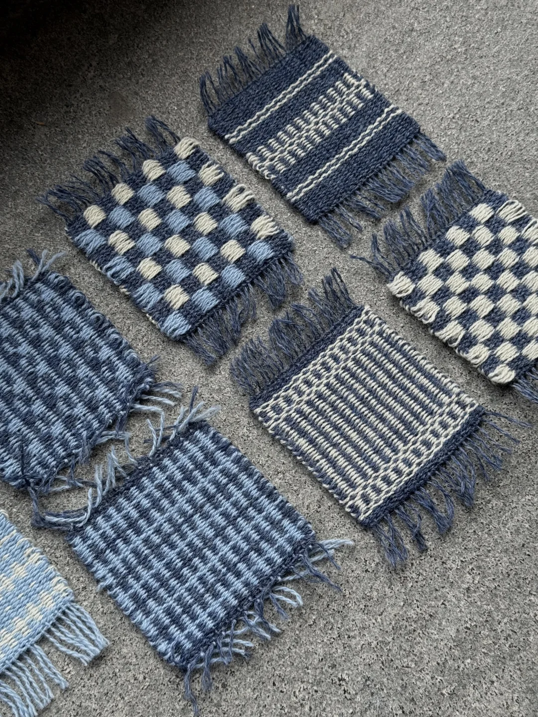 织布机织杯垫｜蓝白系