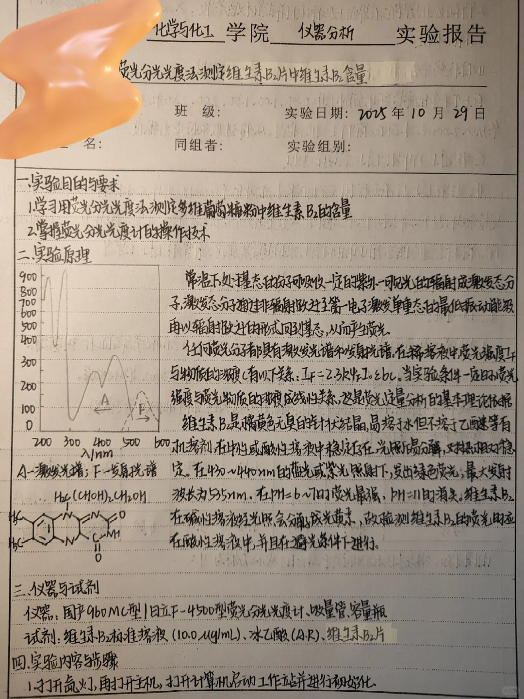 荧光分光光度法测定维生素B2片中维生素B2