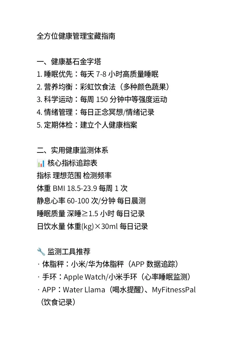 关于一份健康管理的宝藏文件