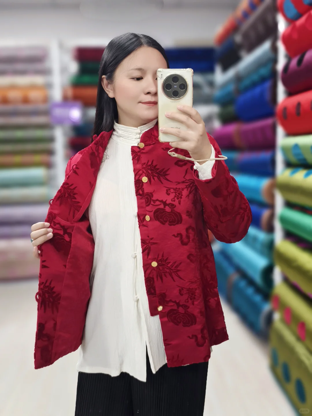 挑战100件漳缎外套12：红色灵芝单外套