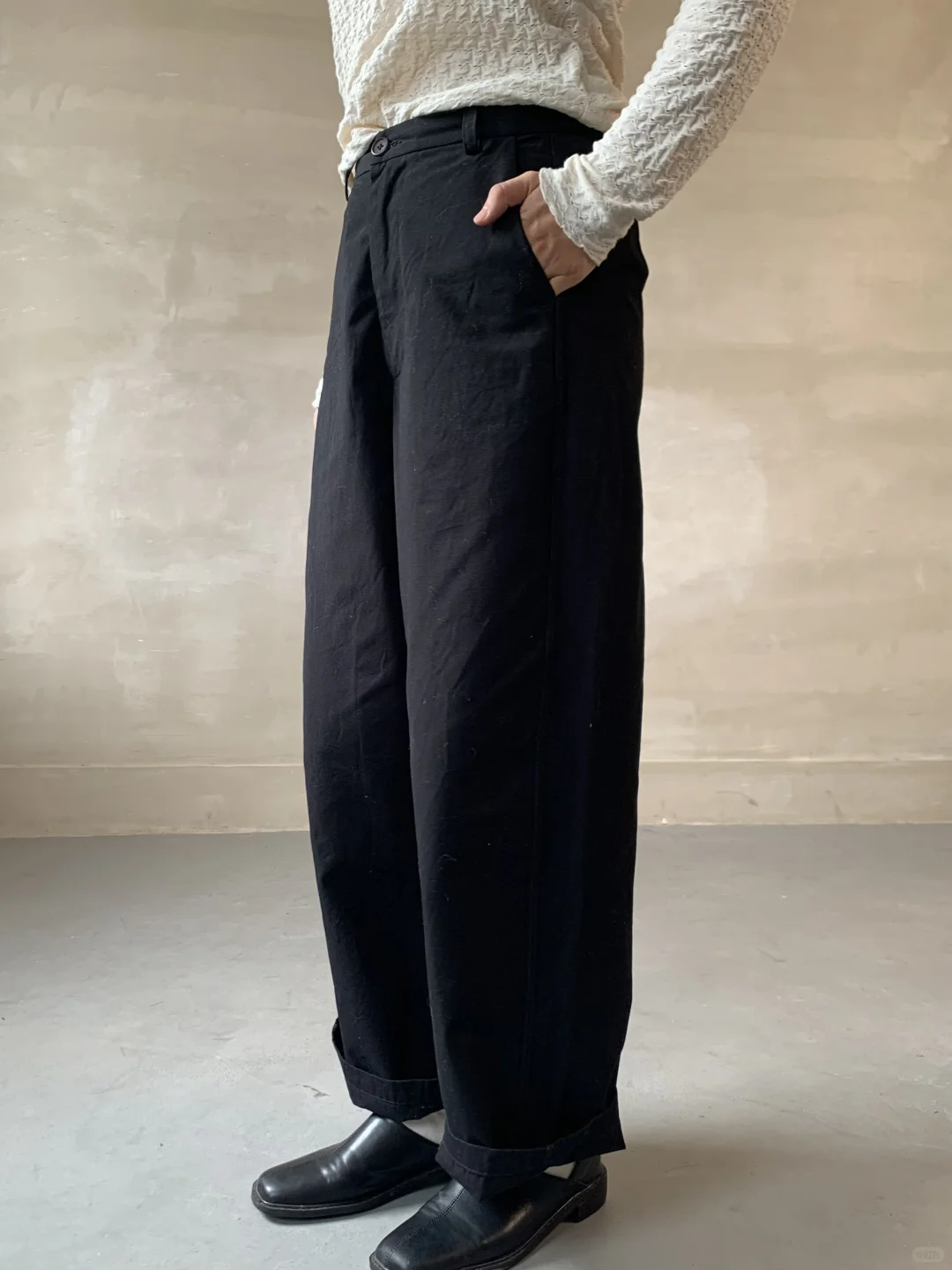 自纺织系列：蕾丝棉直筒裤