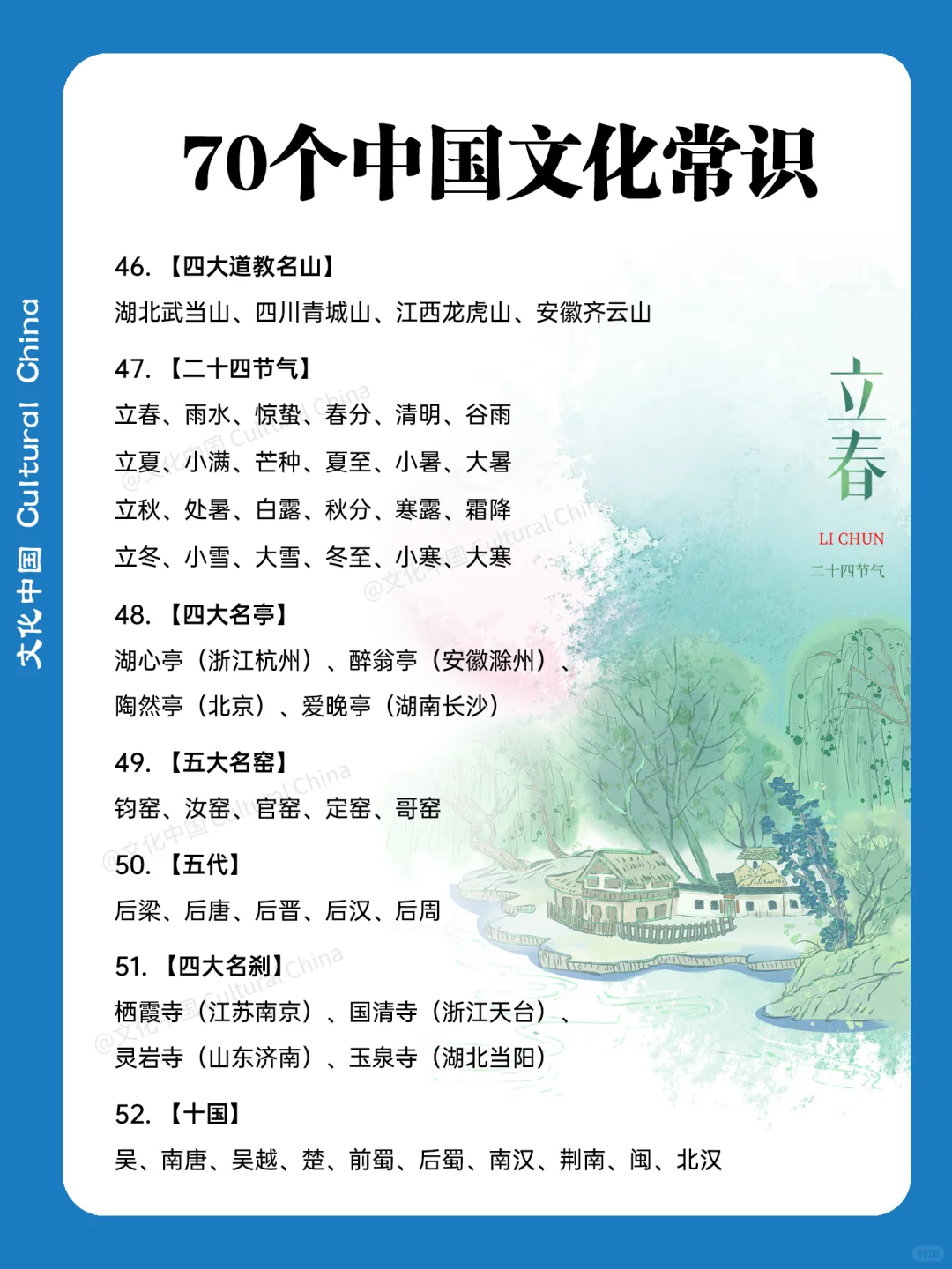70个中国文化常识,你了解多少?