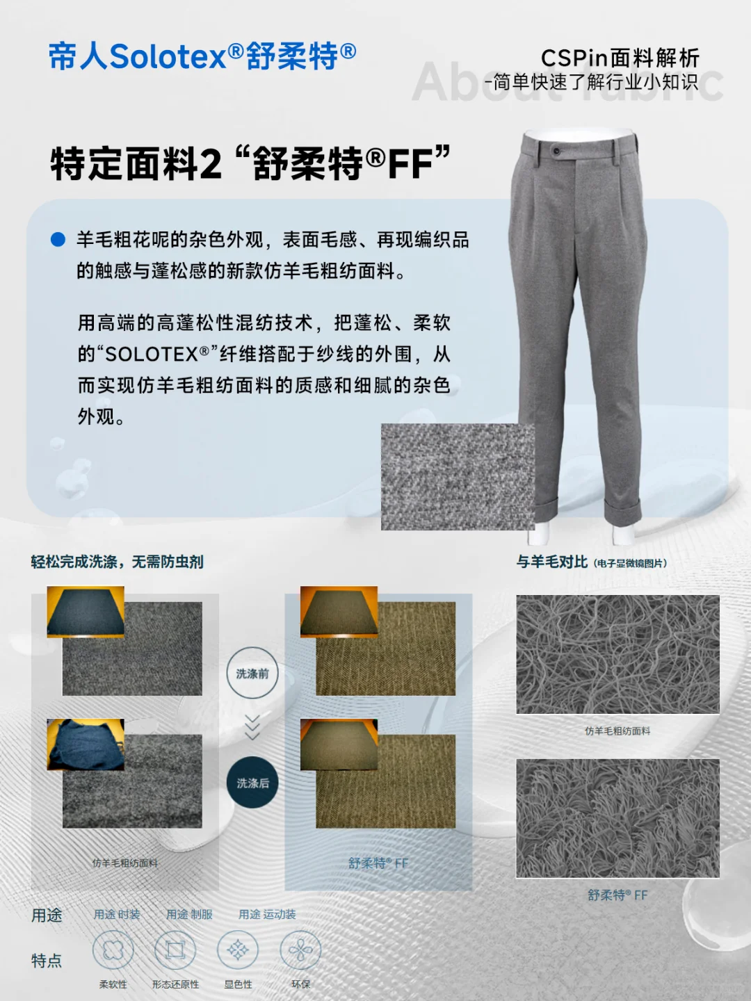 旗舰纤维Solotex®“舒柔特”的4种特定面料