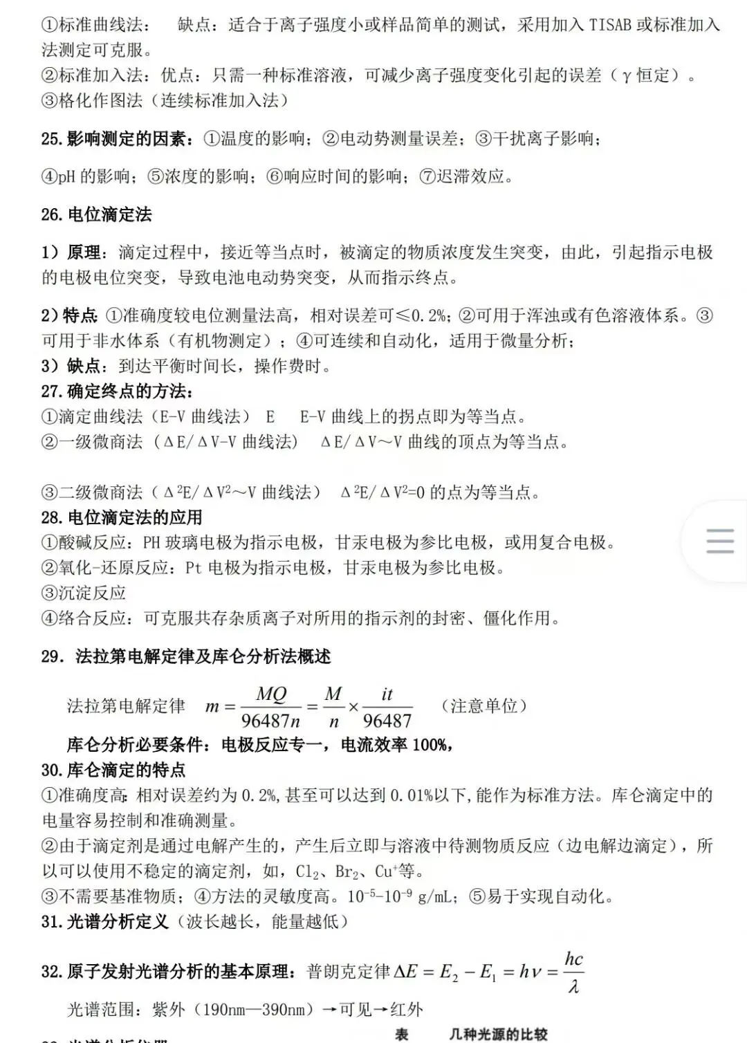 《仪器分析》复习重点，