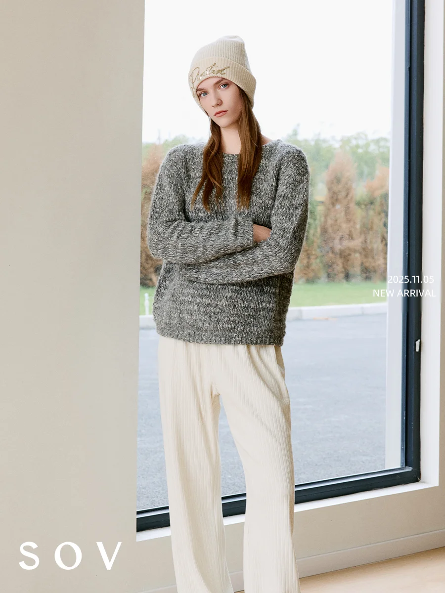 SOV灰芝麻BC老钱风针织衫