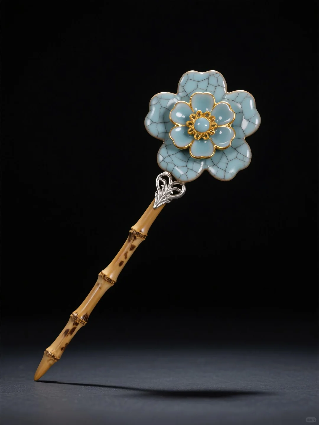 竹影花韵·陶瓷发簪