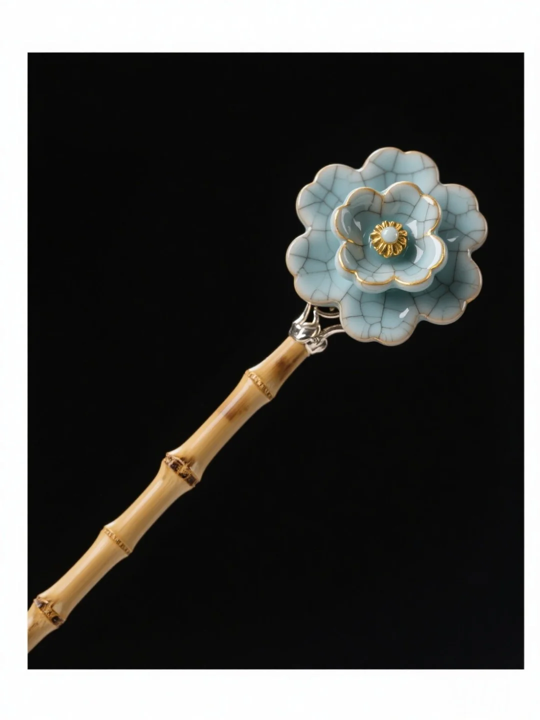 竹影花韵·陶瓷发簪