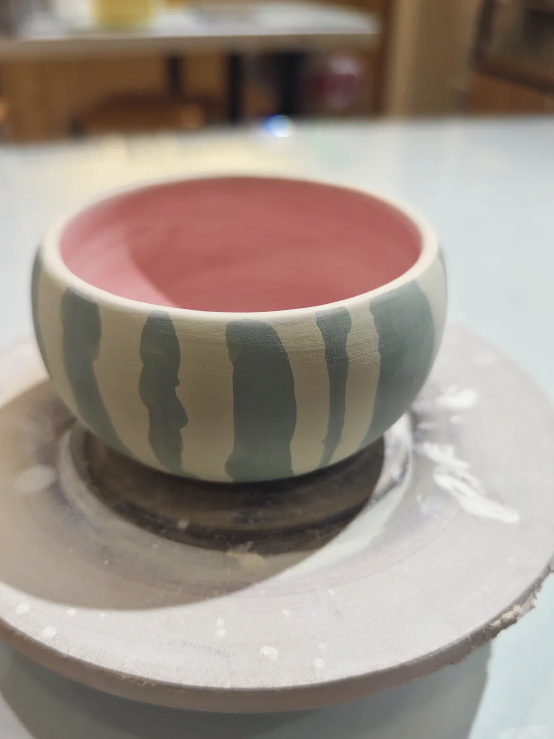 陶艺diy/西瓜碗，左滑看成品