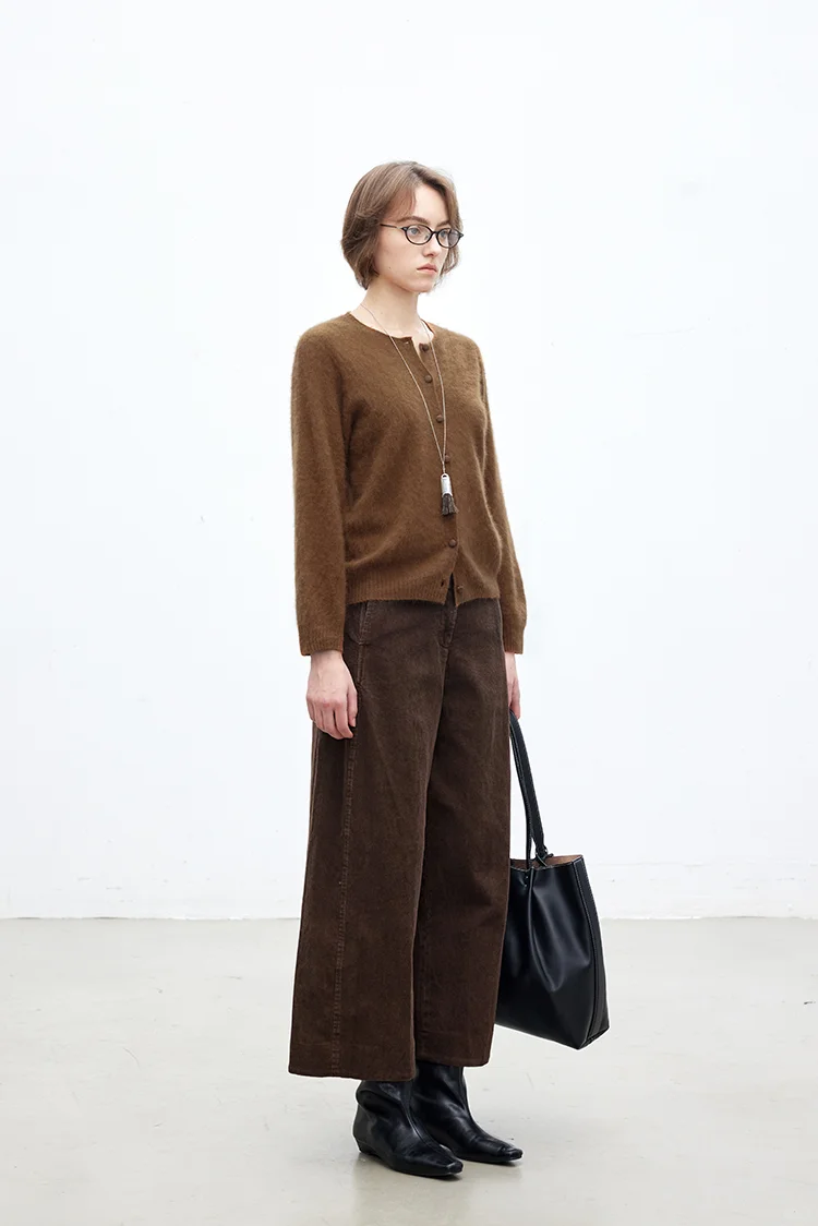 羊毛羊绒混纺|一体成型拉毛开衫