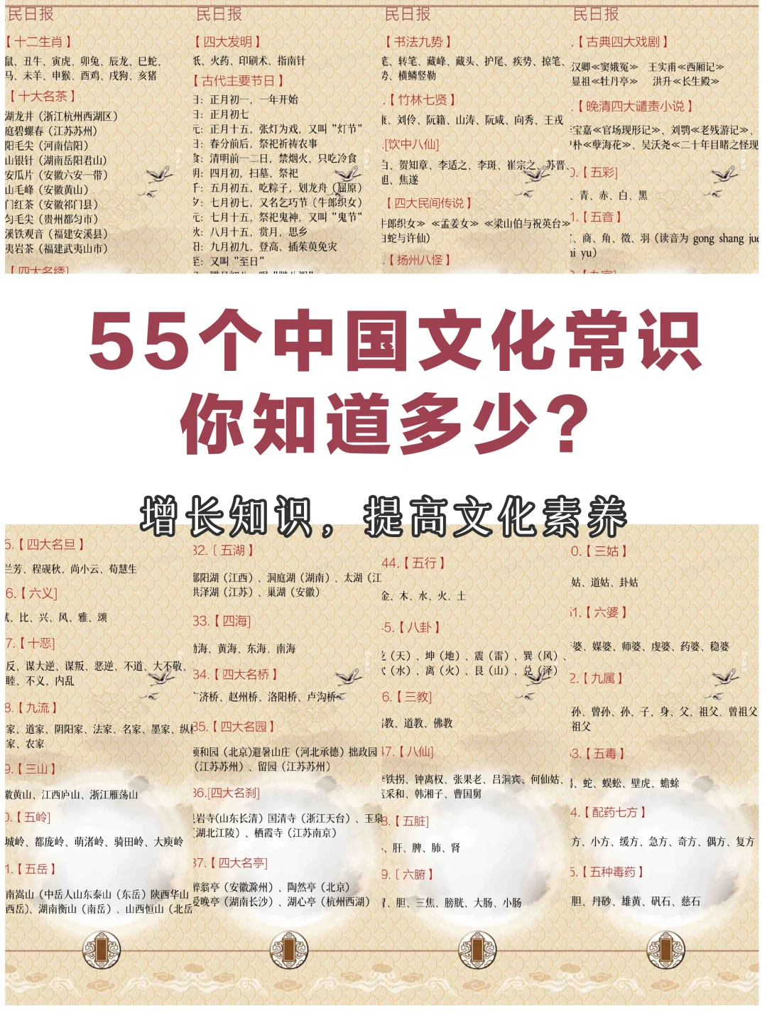 人民日报/55个中国文化常识，收藏慢慢看