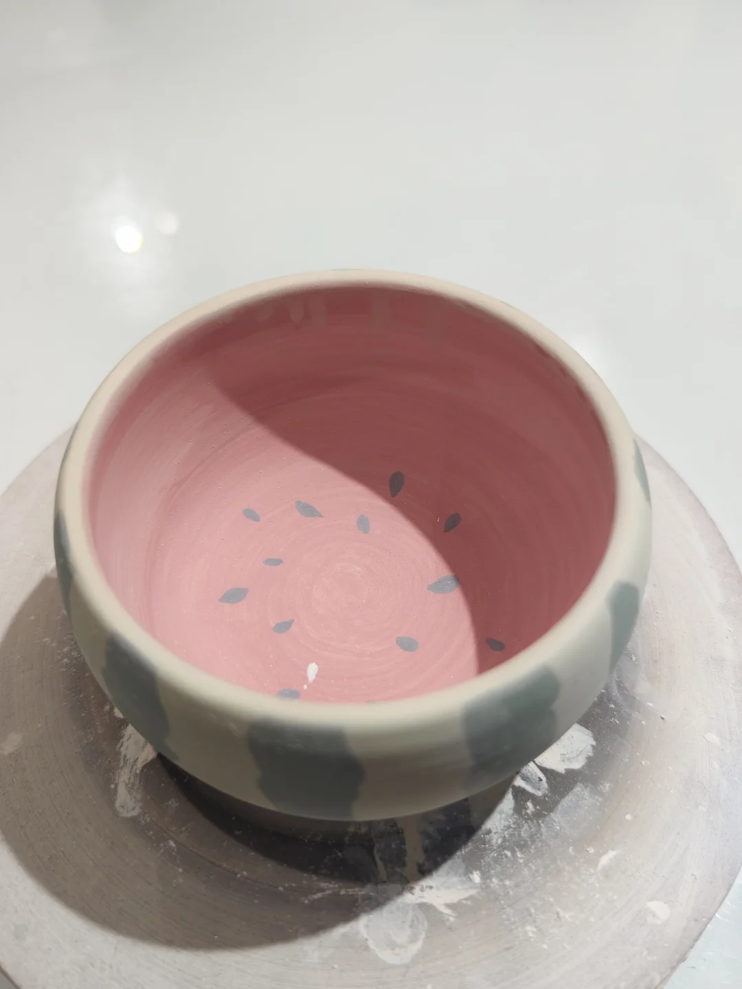陶艺diy/西瓜碗，左滑看成品