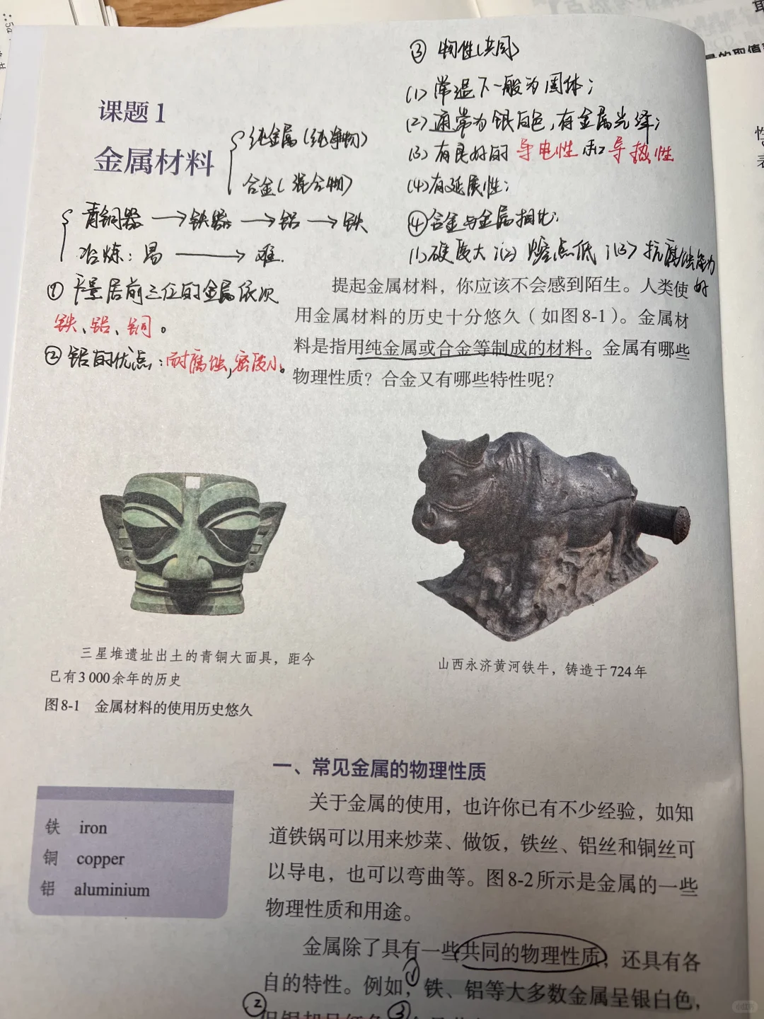 人教版化学九下第八单元课题一笔记