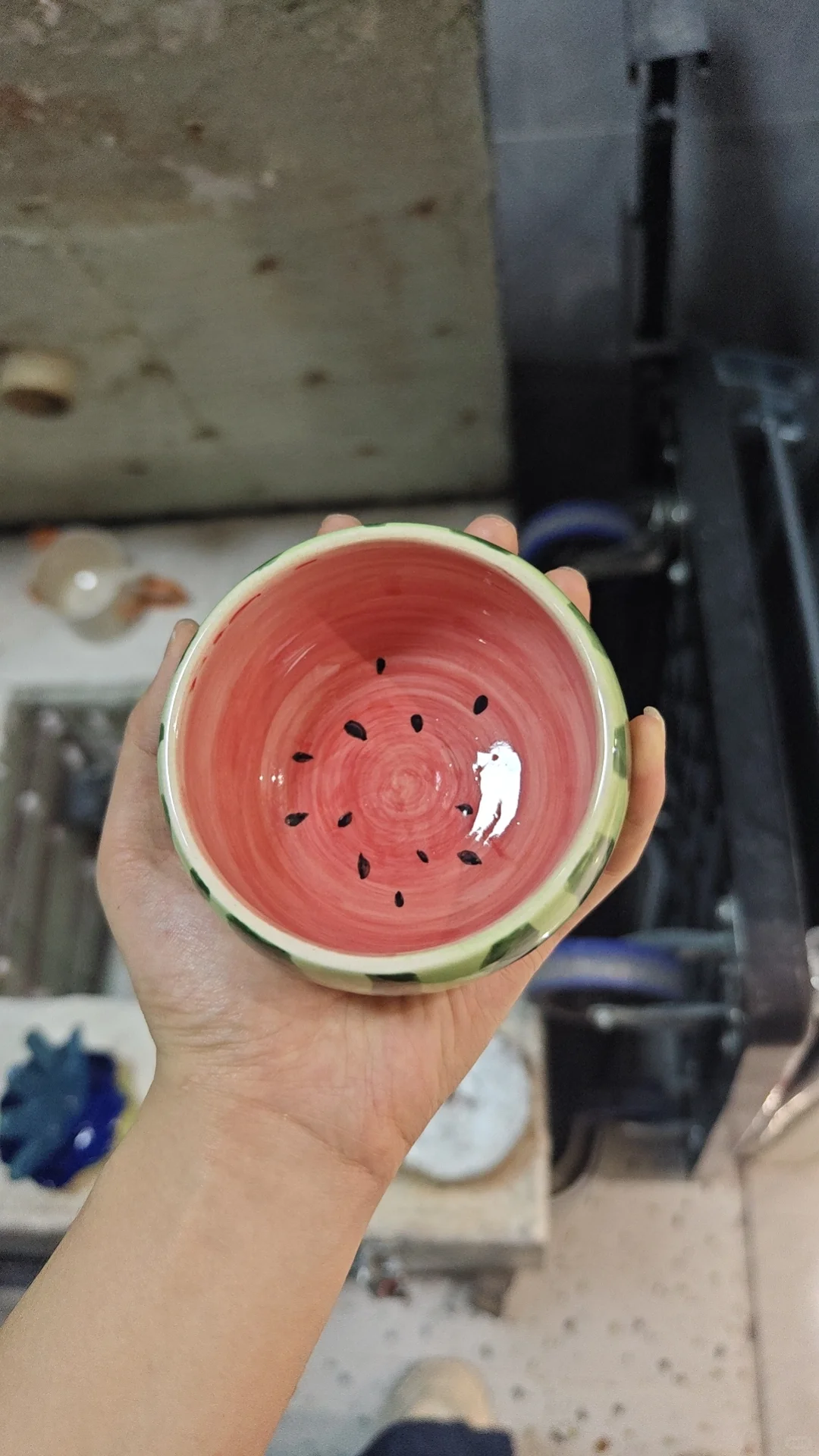 陶艺diy/西瓜碗，左滑看成品