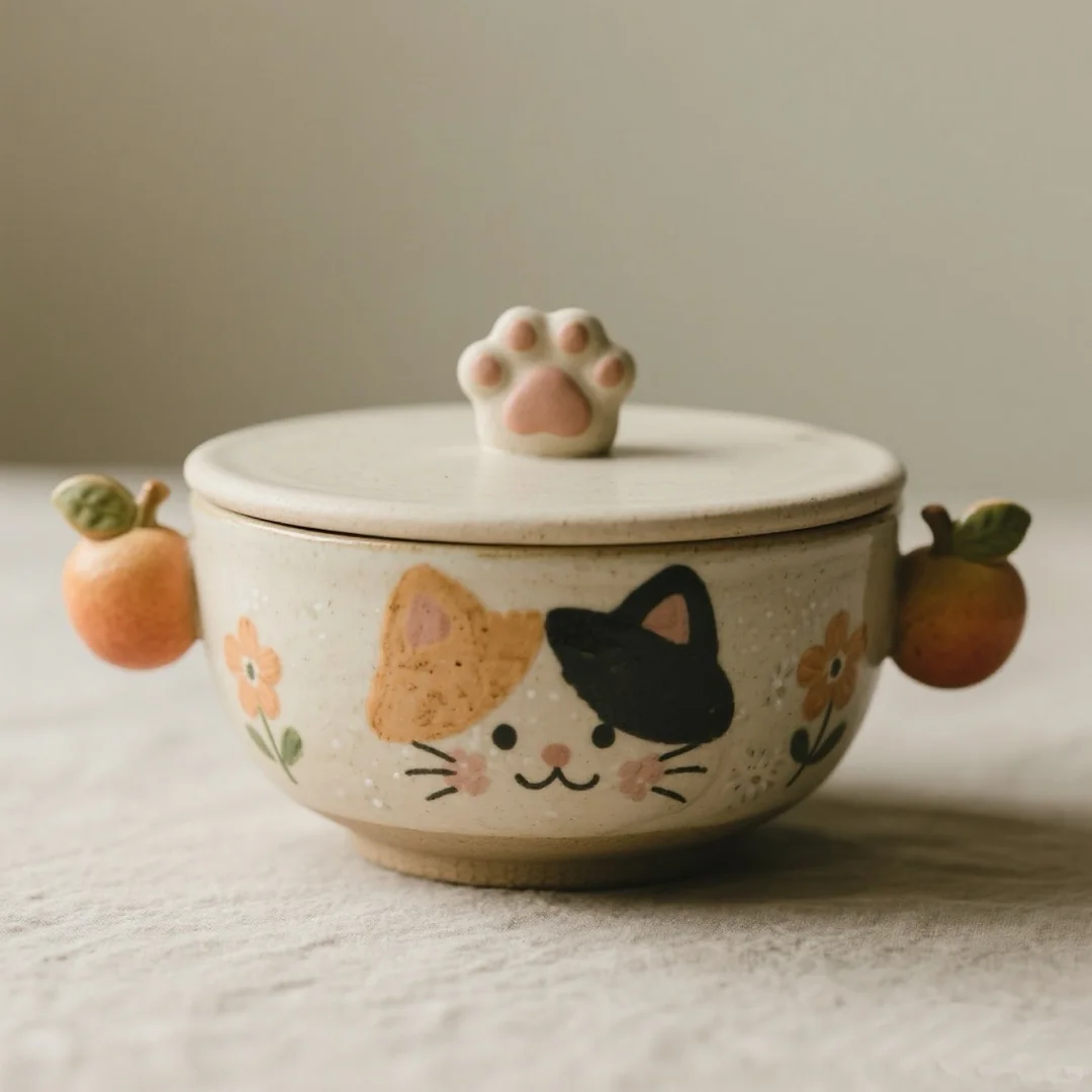 发现一只超可爱的猫咪泡面碗～