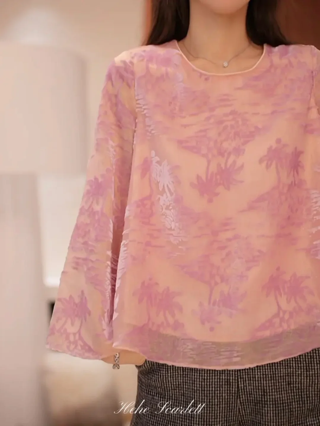 你的呵呵Scarlett｜醉花阴 国风植绒烧花衬衫