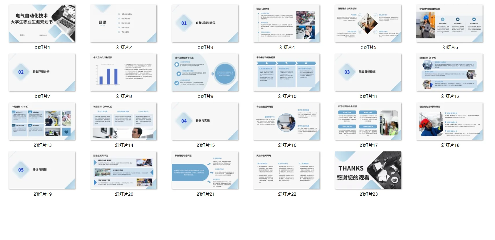 电气自动化技术职业生涯规划书word＋PPT