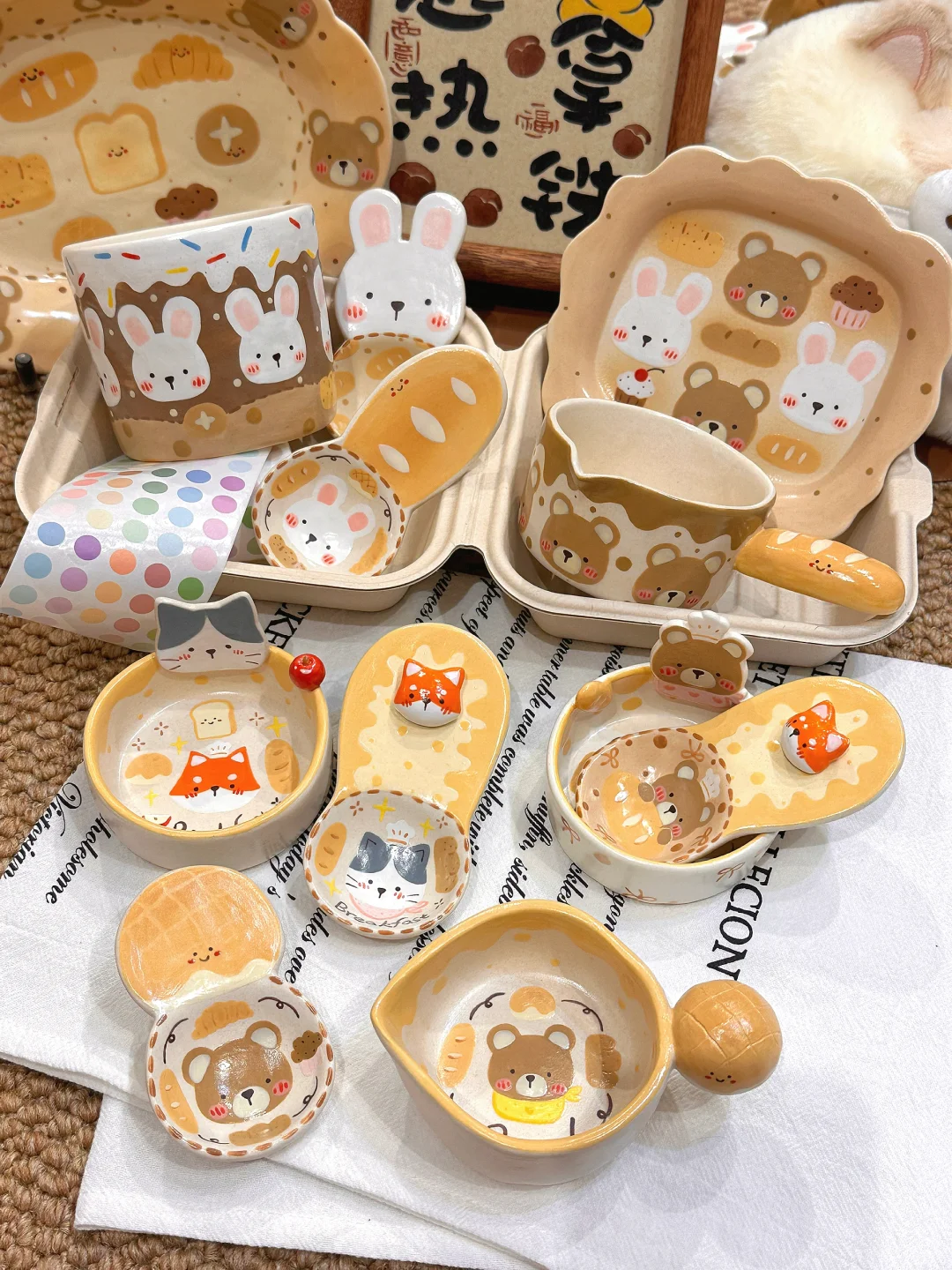 ?面包系列???小动物豆勺豆碟来啦
