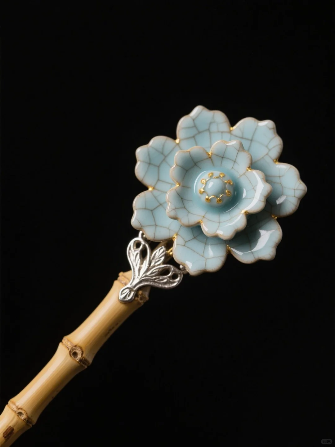 竹影花韵·陶瓷发簪