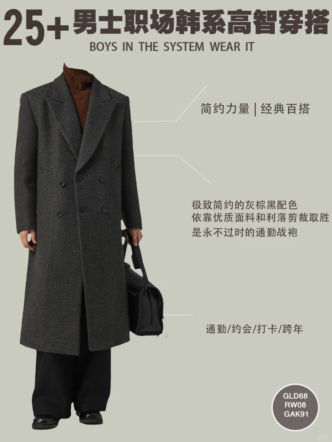 8套25+男士秋冬职场韩系高智感穿搭合集