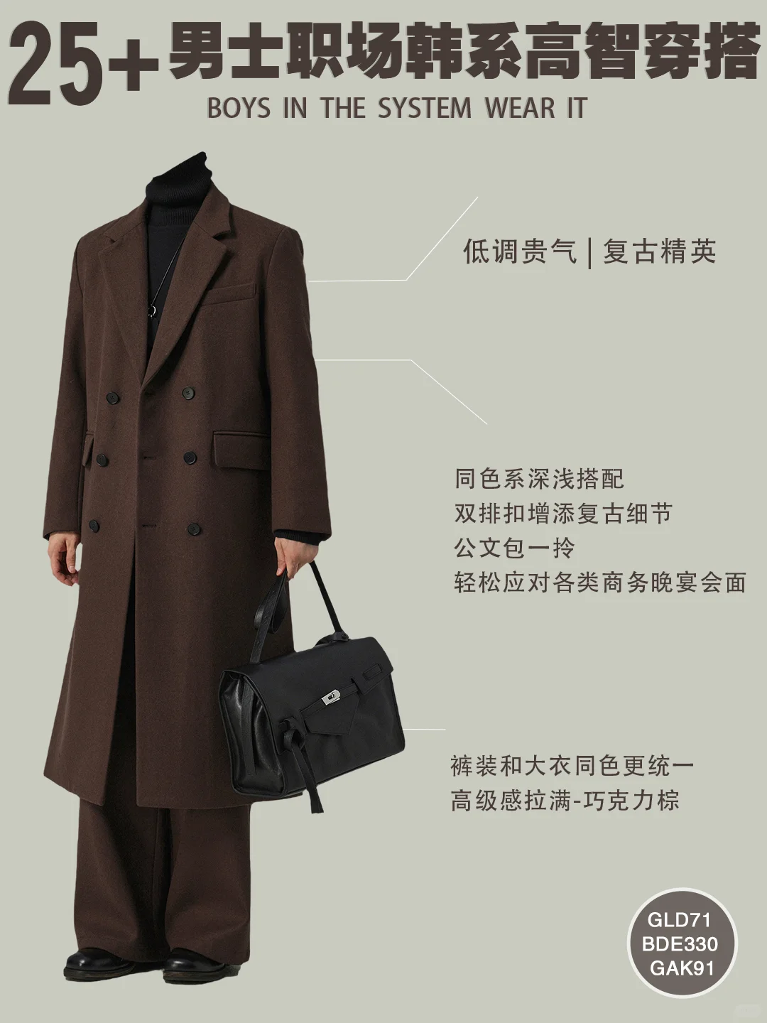 8套25+男士秋冬职场韩系高智感穿搭合集