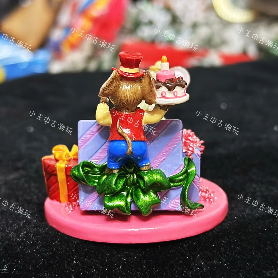 台资老货过生日老鼠树脂摆件，粉色底座配礼