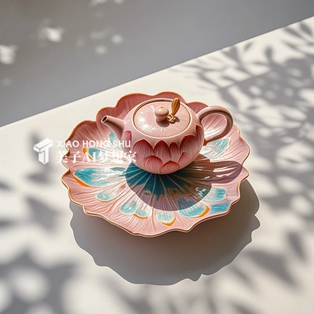 ?AI产品设计1000个✨国彩莲花陶瓷餐盘