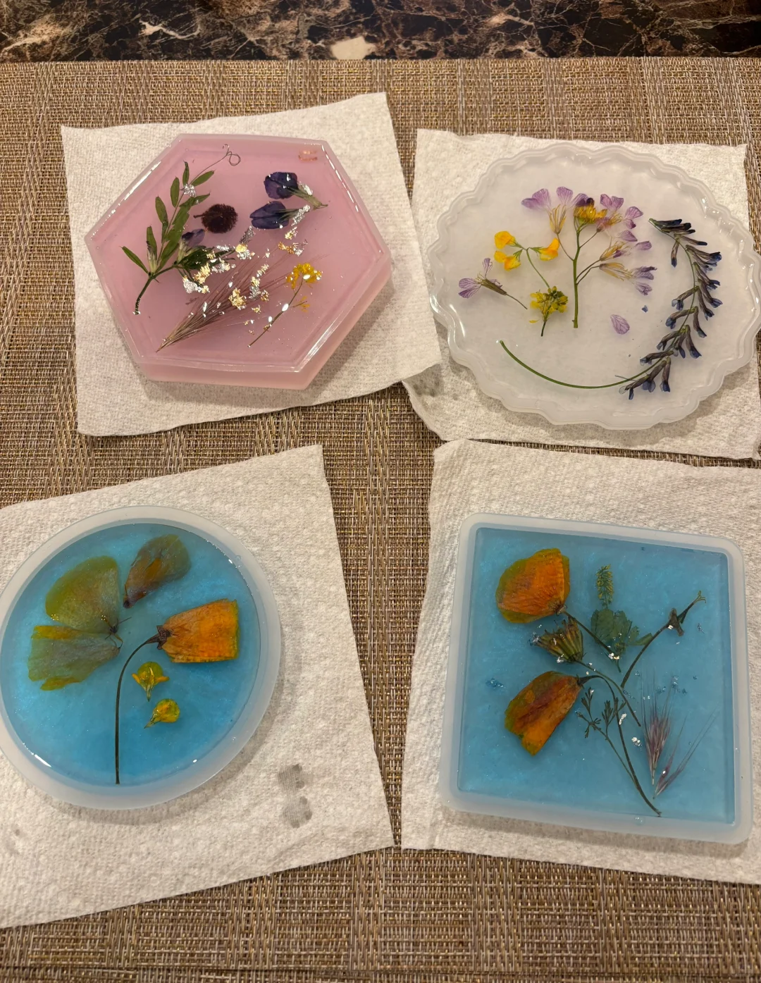 把春天收藏进树脂杯垫