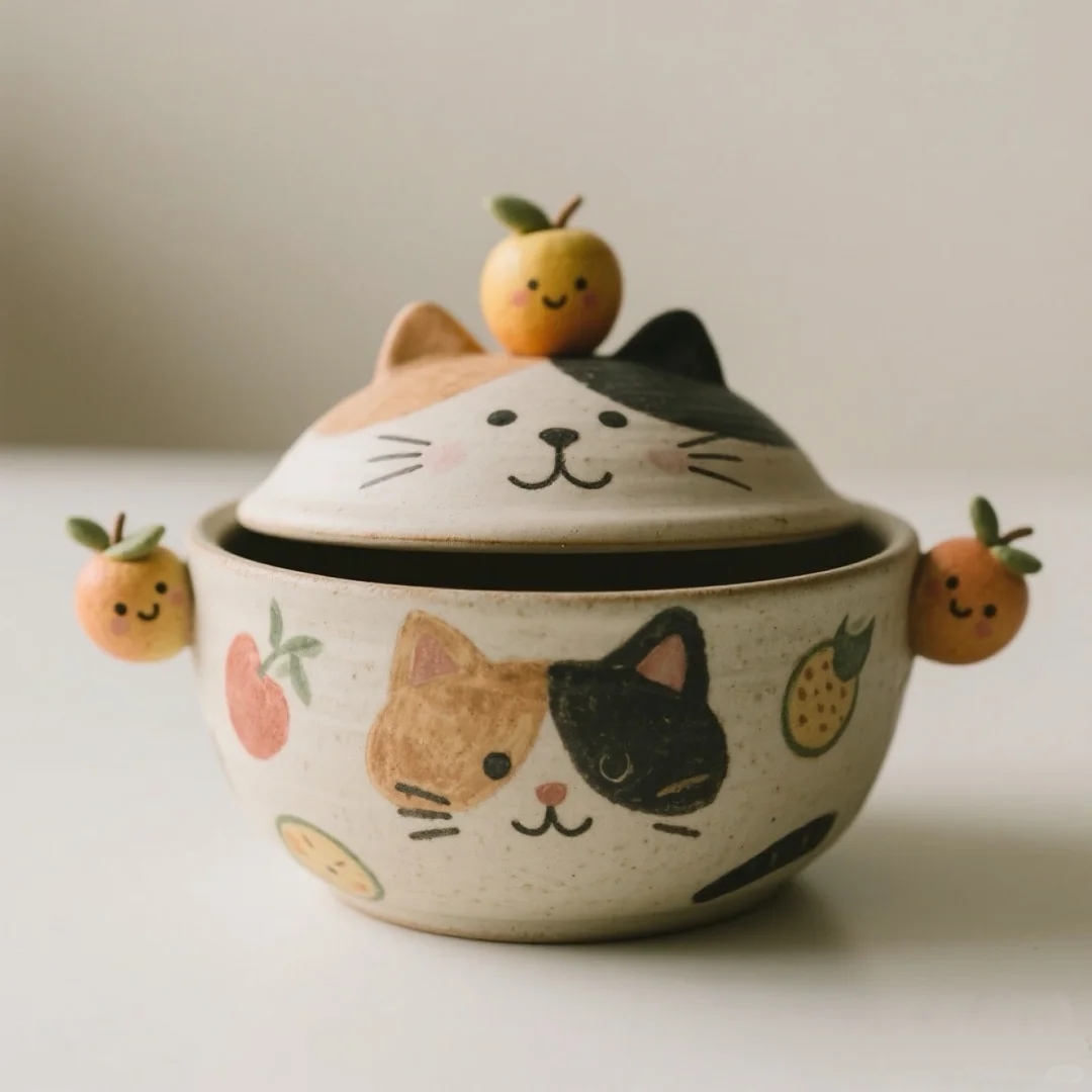 发现一只超可爱的猫咪泡面碗～