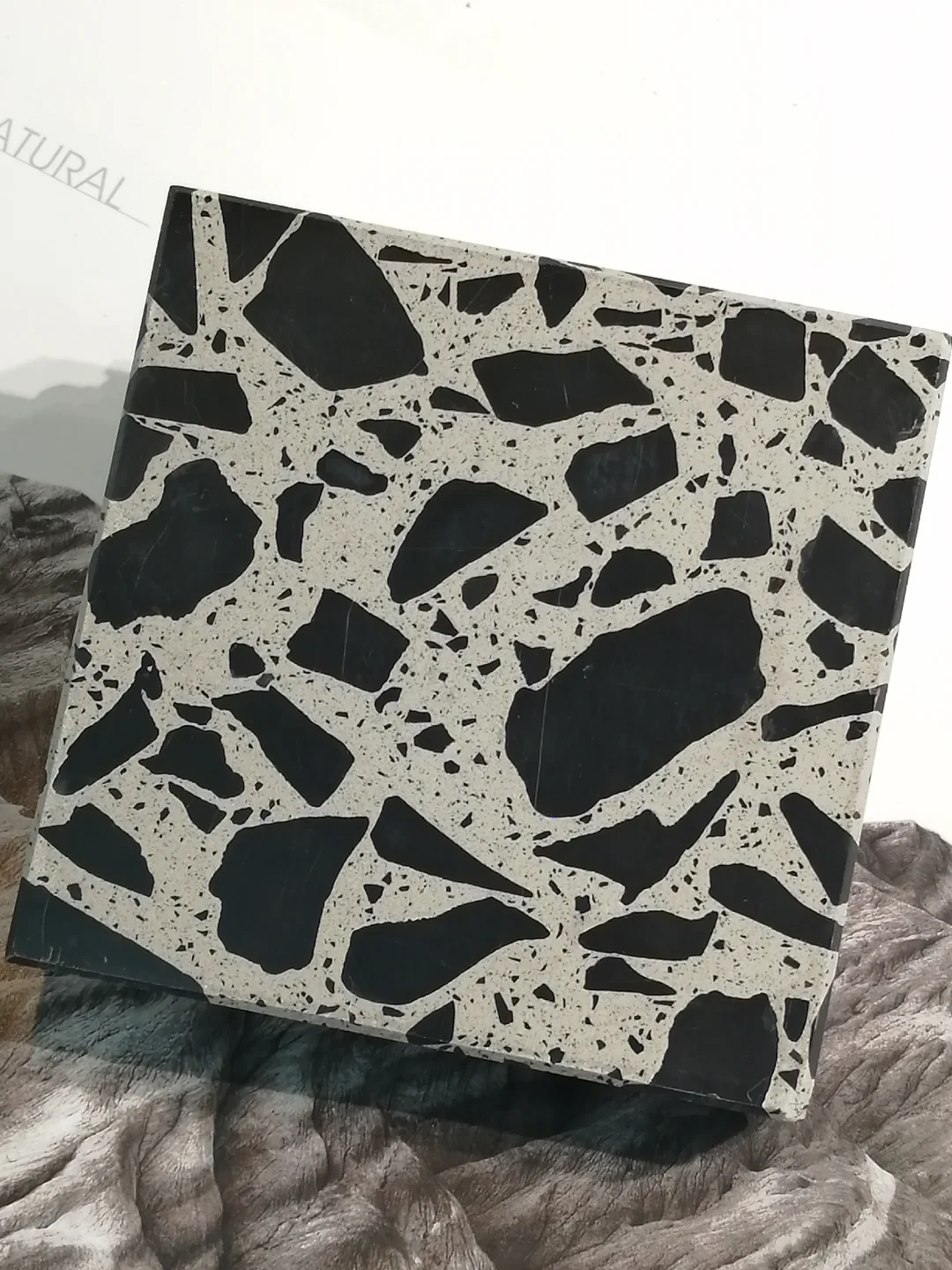 （不开裂的黑色骨料水磨石预制板现货款分享