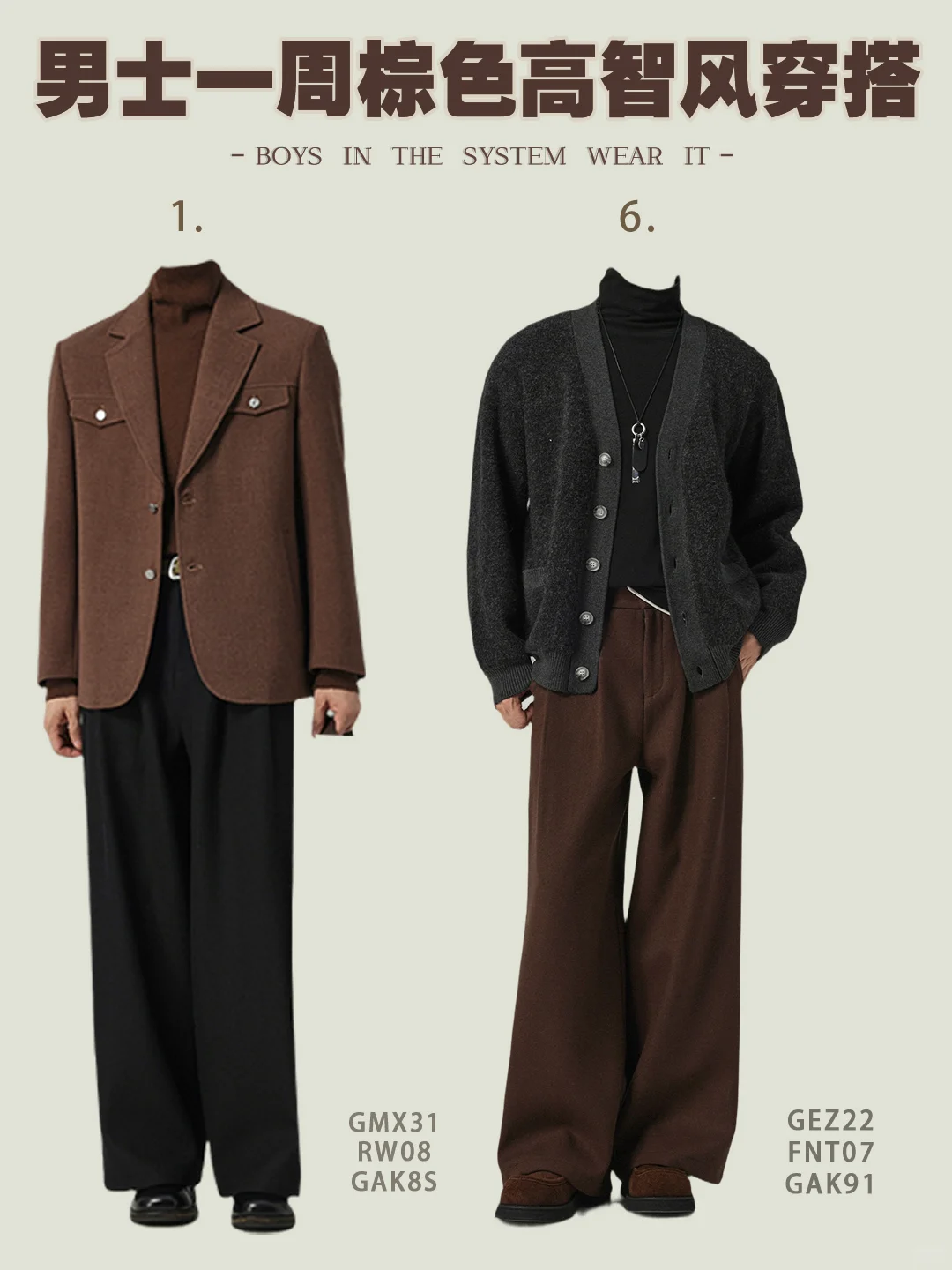 男生秋冬琥珀流光系高智风穿搭|秒变男神