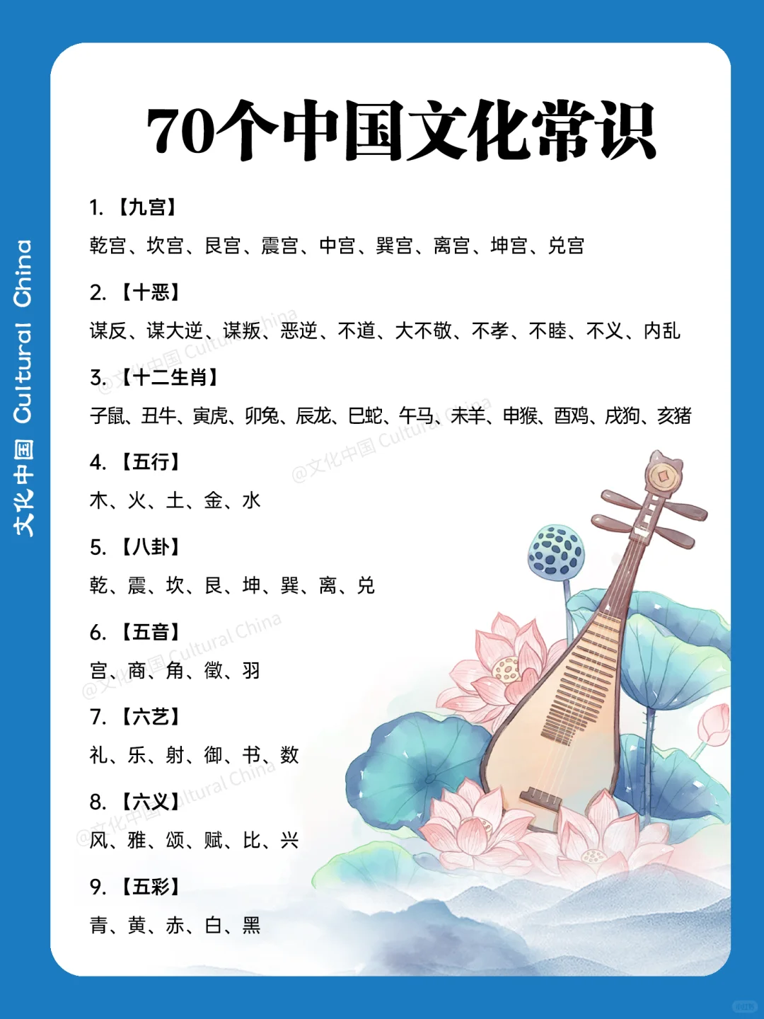 70个中国文化常识,你了解多少?