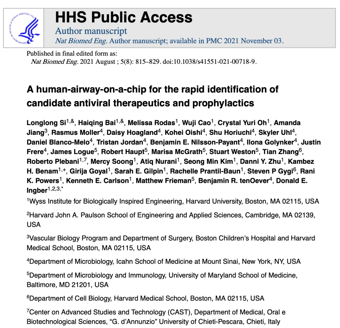 肺气道芯片的构建和常用鉴定方法参考